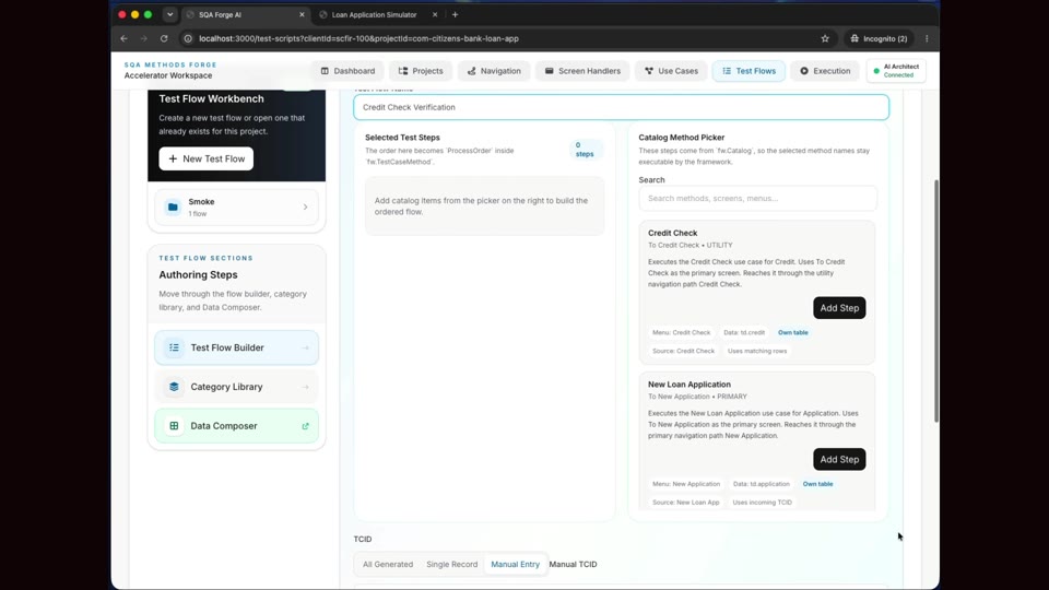 Forge Test Flow Assembly workspace